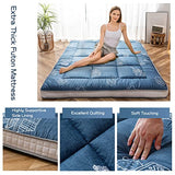 MAXYOYO Grey Cactus Pattern Queen Size Futon Mattress, Quilted Bed Mattress Topper, Extra Thick Folding Sleeping Pad, Breathable Floor Lounger, Guest Bed for Camping, Couch MAXYOYO