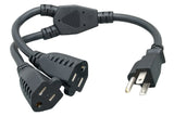 Cablelera Power Cord Extension and Splitter, NEMA 5-15P to NEMA 5-15R x 2, 16 AWG, 13A, 125V (ZWACPQAG-14) Black Cablelera
