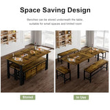 Feonase 5-Piece Dining Table for 4-8 People, 63" Extendable Kitchen Table Set with 2 Benches & 2 Square Stools, Dining Room Table with MDF Wood Board, Easy Clean, Rustic Brown Feonase