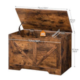 HOOBRO Storage Bench, 29.5” Retro Wooden Storage Chest with U-Shaped Cut-Out Pull, Safety Hinge, Supports 220 lb and Easy Assembly for Toy Box Organizer (Rustic Brown) BF77CW01 HOOBRO