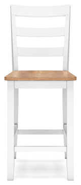 Signature Design by Ashley Gesthaven Solid Wood Frame Counter Height Barstool, Set of 2, White/Natural Signature Design by Ashley