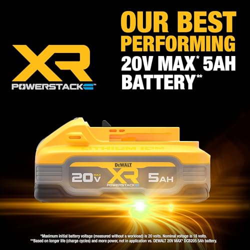 DEWALT 20V MAX XR POWERSTACK 5 Ah Lithium Ion Battery, 2-Pack (DCBP520-2) DEWALT
