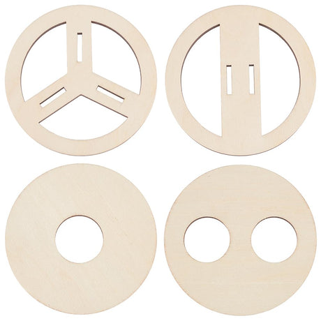 BENECREAT 8 Pcs 4 Styles Wooden Wick Centering Tool, 2.95 Inch Engraved Patterned Wick Holder, Candle Wick Stabilizer for Candle Making DIY BENECREAT