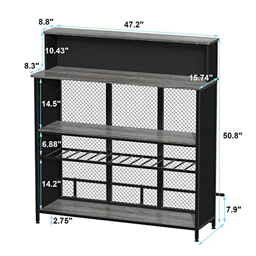 GDLF Vintage Grey Home Bar Unit with Ample Storage and Footrest - WoodArtSupply