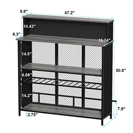 GDLF Vintage Grey Home Bar Unit with Ample Storage and Footrest GDLF