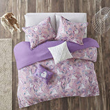 Intelligent Design Kids Cotton Duvet Set Vibrant Fun and Playful Print All Season Comforter Cover Matching Shams, Decorative Pillow, Children Bedding, Bedroom Décor, Full/Queen, Unicorn Pink 5 Piece Intelligent Design