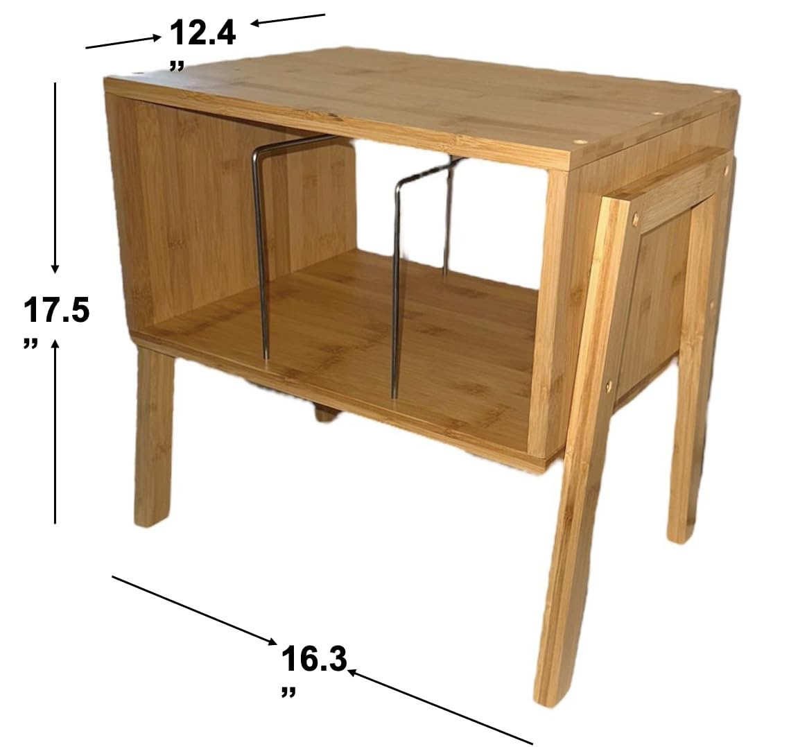 Bamboo Stackable End Table Nightstand - Living Room Small Side Table – Modern Wood Bedside Tables for Bedroom with Open Storage Record-Happy