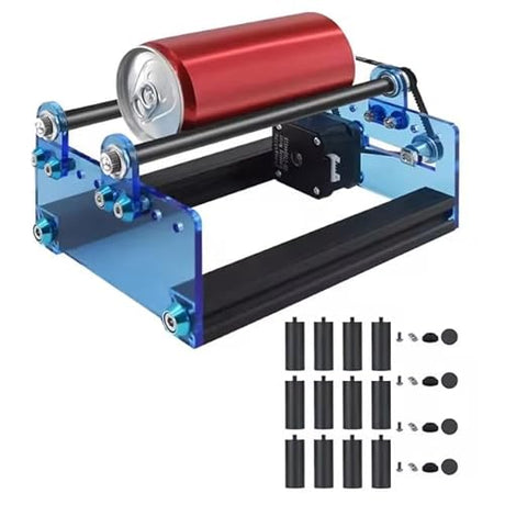 TWOTREES 360°Laser Rotary Roller,Y-axis Rotary Roller Engraving Module with Engraver Heightening Column for Engraving Cylindrical Objects Cans (Engraving Axis Tools+Engraver Heightening Column) YUYUEMI