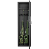 53" in-Wall Safe with Fingerprint Biometric Access - Gun Security Cabinet for Rifles & Pistols Between Studs, Adjustable Shelves, Fully Assembled, Hidden Installation Black Anveffeg