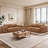 COLAMY 95" Oversized PU Leather Couch, Comfy loveseat Sofa with Extra Deep Seats, Wide Armrests and Down-Filled Cushion, 3-Seater Mid Century Modern Sofa for Living Room, Apartment Lounge (Brown) COLAMY