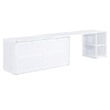 GDFStudio Boden Queen Size Murphy Bed, Queen Size Murphy Bed with 2 Storage Shelves, Solid Wood Frame with Rotable Desk, Resembles as Storage Cabinet, Space Saving Design for Small Space Dorm, White GDFStudio