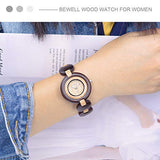 BEWELL Wood Watch Women Handmade Lightweight Analog Quartz Dress Wrist Watches with Wooden Bracelet BEWELL