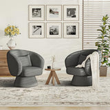 Swivel Accent Chair, Modern Upholstered Barrel Chair with 360° Swivel, Soft Teddy Fabric & Extra Lumbar Pillow, Stylish Round Accent Chair for Living Room, Bedroom, Nursery – Darkgrey,2PC COLAMY