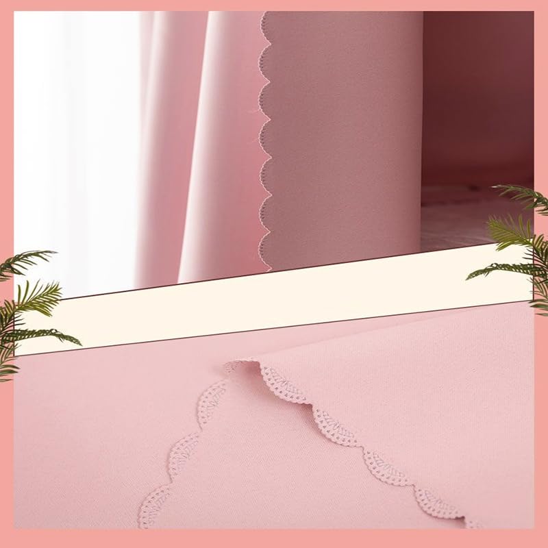 Teanea Heavy-Duty Blackout Bottom Bunk Bed Curtains Privacy Canopy Twin Size for Home Dorm, 2 Panels, Pink