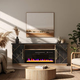 BELLEZE 68“ Fireplace TV Stand for TV's Up to 75", Elegant Entertainment Center with 36" Electric Fireplace Heater, Storage Media Console with Drawers & Open Shelves for Living Room (Espresso Black) BELLEZE