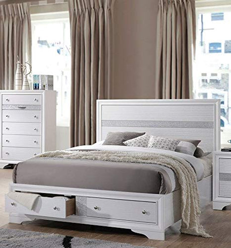 Acme Naima Queen Wooden Storage Bed in White ACME Furniture