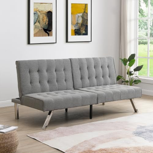 anwickjeff Futon Sofa Bed Couch, Modern Loveseat Sleeper, 3 Seater Sofa Couch Bed, Convertible Folding Love Seat Daybed for Small Spaces, Office, Bedroom,Dorm (Gray) anwickjeff