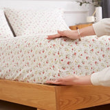 Twin Bed Sheet Set 3PC Printed Red Cute Flower Sheet Pattern Cooling Brushed Microfiber Deep Pocket Floral Sheets Set Luxury, Soft, Breathable, Hypoallergenic, Wrinkle Free Single Bedding for Kids KACEMOO