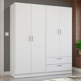Madesa 4 Doors 2 Drawers Wardrobe Set Armoire Closet Bedroom Storage Cabinet with Shelves and Hanging Space 63" L Wooden Clothing Organizer Unit (White) Madesa
