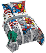 Jay Franco Marvel Avengers Comic Cool 5 Piece Twin Bed Set - Includes Comforter & Sheet Set - Bedding Features Captain America, Spiderman, Iron Man, Hulk, & Thor - Super Soft Jay Franco
