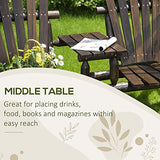 Outsunny Wooden Porch Swing with Stand, 2-Seat Patio Swing Chair with Center Table, for Garden, Poolside, Backyard Outsunny