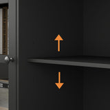 ROMSHINE Wall Unit Entertainment Center, TV Wall Units for Living Room with Storage, 102" W Large Farmhouse TV Stand with Glass Doors, Ajustable Bookshelf & Bridge for Bedroom, Black ROMSHINE