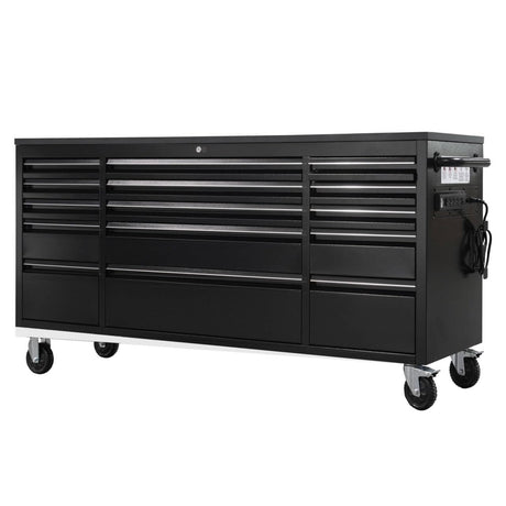 CHETTO C 72-inch Rolling Tool Chest Cabinet Mobile Workbench with 15 Storage Drawers and Wheels, Outlet Black Tool Box for Garage CHETTO C