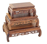 GOLDY&WENDY Vase Lamp Teapot Wooden Oriental Style Rectangular Base Rosewood Solid Wood Carving Display Stand GOLDY&WENDY