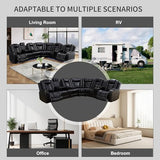 Daydo Sempli Power Reclining Sectional Sofa for Living Room,Modern L-Shaped Black Air Leather Sectional Couch Set,Recliner Sofa Set,with LED Lights,Cup Holder,Storage,Charging Ports,Home Theater Seat