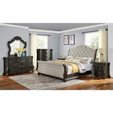 BOWERY HILL Traditional Multi-Step Molasses King Wood 6-Piece Sleigh Bedroom Set BOWERY HILL