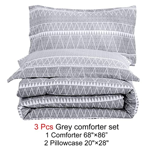 WONGS BEDDING Grey Comforter Set Twin, Reversible Gray Boho Down Alternative Comforter Set for All Season - 2 Pieces (1 Comforter + 1 Pillowcase), Microfiber Bedding Filling Duvet Set 68"x86" WONGS BEDDING