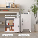 24.5"H Metal Locker Storage Cabinet with Lock - Small Lockable Employees Locking Cabinet Steel Locker Adjustable Shelf & Feet, Single Door Lockable Cabinet for Home, School, Office, Gym (White) pozdeg