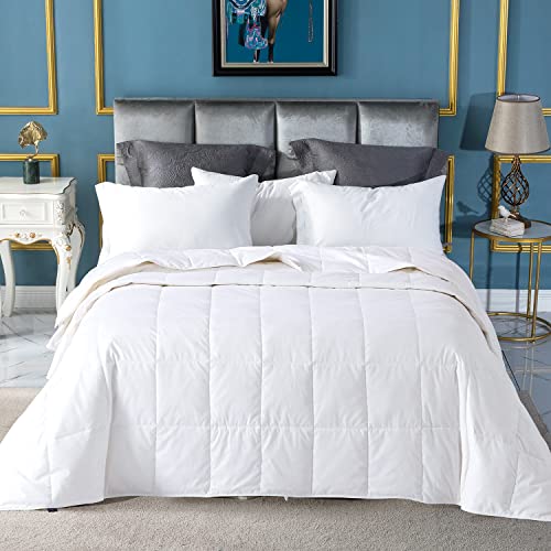 Globon Summer Down ComforterBlanket Queen Size, Extra Lightweight Duvet Insert for Hot Sleepers, Noiseless & Extra Soft,90x90 inches,10 Ounce Fill Weight, White Globon