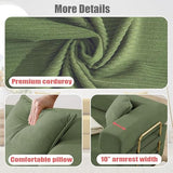 Vanress Convertible Folding Sofa Bed, Modern Futon Sleeper Sofa Fold Out Couch Bed with Gold Fixed Frame, Modular Floor Sofas Comfy Corduroy Boneless Couches for Living Room (78" Green) Vanress