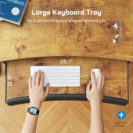 HUANUO 55" x 24" Electric Standing Desk with Large Keyboard Tray(26.7"), Adjustable Height Stand Up Desk for Home Office, 4 Memory Height Settings, 2 Headphone Hooks, Computer Workstation, Vintage HUANUO