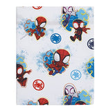 Disney Marvel Spidey and his Amazing Friends Spidey Team Red, White, and Blue 4 Piece Toddler Bed Set - Comforter, Fitted Bottom Sheet, Flat Top Sheet, and Reversible Pillowcase Disney