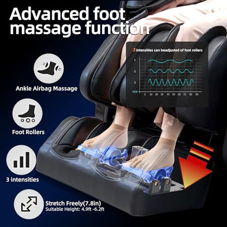 4D Massage Chair Full Body Zero Gravity SL-Track Real Relax Massage Chair Recliner-Shiatsu,Heat,Calf-Extension,20-Massage Technique,Thai Yoga Stretch,Foot Roller,AI Voice,Touch Screen,Wireless Charge Vosaky