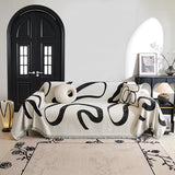 MYSKY HOME Boho Couch Cover Super Soft Couch Covers for 2-3 Cushion Couch Sofa, Modern Black Jacquard Sofa Slipcover Loveseat Futon Cover, Couch Covers for Sectional Sofa, 71" x 118", Black Curve