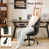 YFO Home Office Desk Chair Office Rubber Casters Ergonomic Computer Chair with Lumbar Support Adjustable Height Rolling Swivel Executive Task Armrests Chair， Black PU YFO