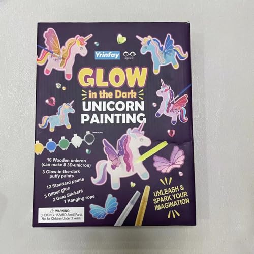 Yrinfay Glow in The Dark Unicorn Painting Kit - Arts and Crafts Easter Gifts for Kids 4-8 8-12 - Creative Cool Art Toys for Boys & Girls Ages 6 7 8 9 10 11 12 Years Old Yrinfay