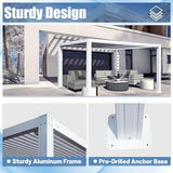 Domi Outdoor Living Louvered Pergola 10x13FT, Aluminum Outdoor Pergola with 2 Independently Adjustable Louver Roof, Full Aluminum Structure, White domi outdoor living