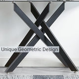 Edwin's Choice Black Glass Console Table Narrow Sofa Table with Grey Tempered Glass Top and Black Metal Tubular Legs with Gold Rim, 45”Lx18”Wx30”H Edwin's Choice