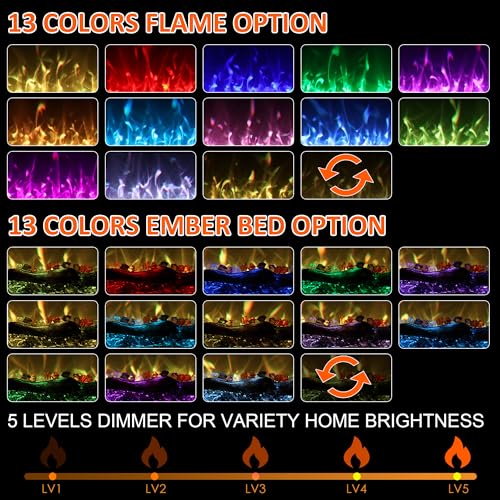 60" Infrared Smart Electric Fireplace Alexa/Google Compatible, Remote& App Control Multicolor Flame w/Dimmer, Wall-Mounted& Recessed WiFi Enabled Fireplace Heater w/Crackling Sound& Thermostat, 1500W Dreamflame