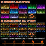 60" Infrared Smart Electric Fireplace Alexa/Google Compatible, Remote& App Control Multicolor Flame w/Dimmer, Wall-Mounted& Recessed WiFi Enabled Fireplace Heater w/Crackling Sound& Thermostat, 1500W Dreamflame