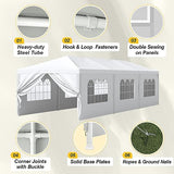 Greesum 10x30 Outdoor Canopy Tent Patio Camping Heavy Duty Gazebo Shelter Party Wedding BBQ Events with Side Removable Walls, Waterproof Shelter, White Greesum