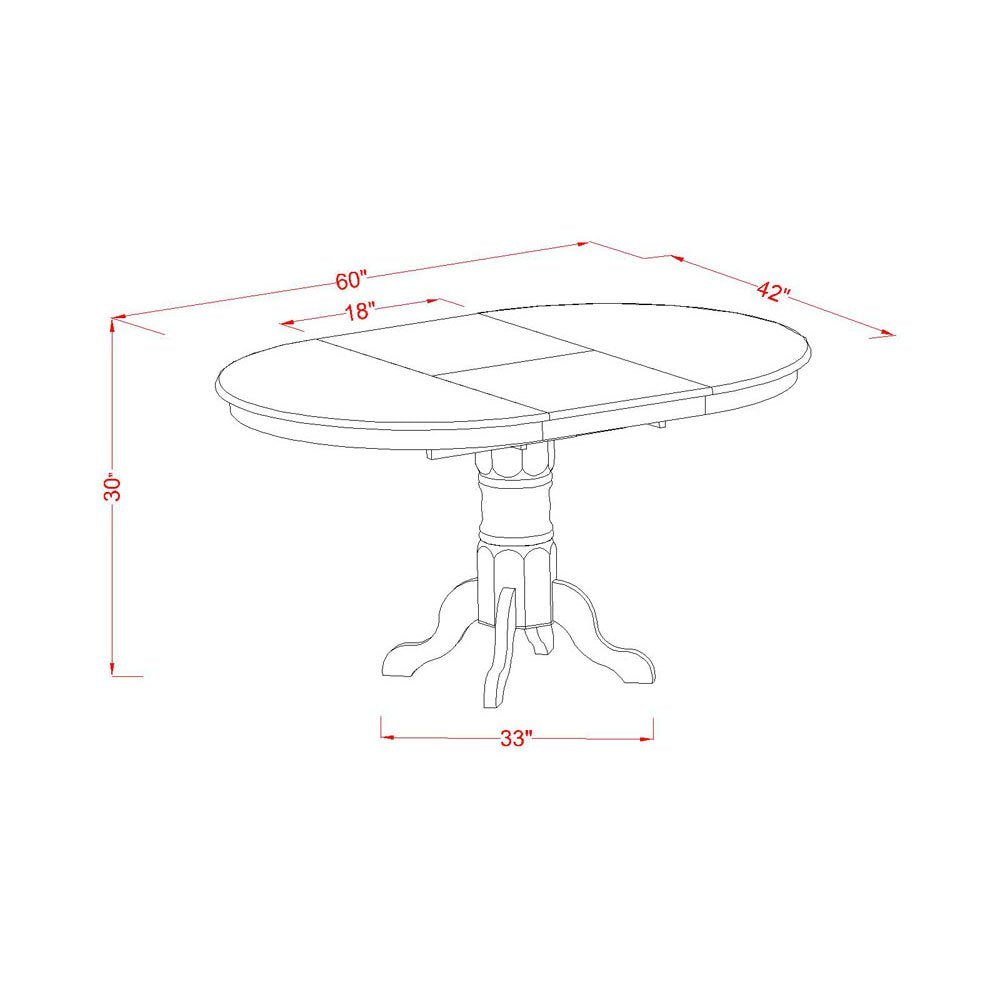 East West Furniture KEVA5-ESP-W 5 Piece Kitchen Table Set for 4 Includes an Oval Dining Table with Butterfly Leaf and 4 Dining Room Chairs, 42x60 Inch, Espresso - WoodArtSupply