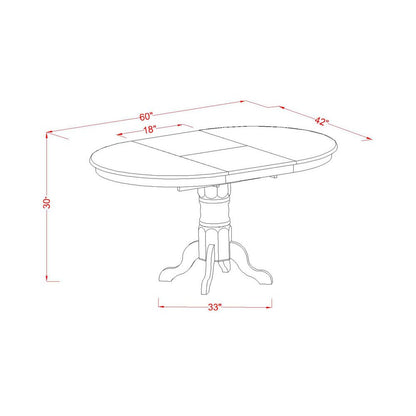 East West Furniture KEVA5-ESP-W 5 Piece Kitchen Table Set for 4 Includes an Oval Dining Table with Butterfly Leaf and 4 Dining Room Chairs, 42x60 Inch, Espresso - WoodArtSupply