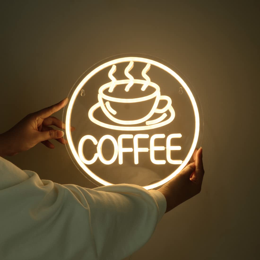 Britrio Coffee Neon Sign for Home Cafe Bar Kitchen Dinning Room Light Birthday Party Bedroom Restaurant Pub Man Cave LED Wall Art Decoration Holiday Gift 5V USB Powered Warm White - WoodArtSupply