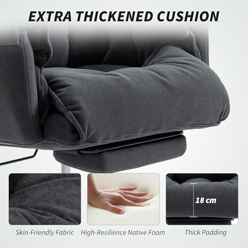 HOMCOM Executive Office Chair Comfy with Foot Rest, Reclining Swivel Computer Desk Chair with High Back, Thick Cushion, Padded Armrest, Adjustable Height, Rolling Wheels, Dark Gray HOMCOM