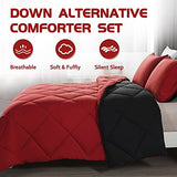 Decroom Lightweight Full Comforter Set with 2 Pillow Sham - 3 Pieces Set - Quilted Down Alternative Comforter/Duvet Insert for All Season - Red/Black - Full Size Decroom